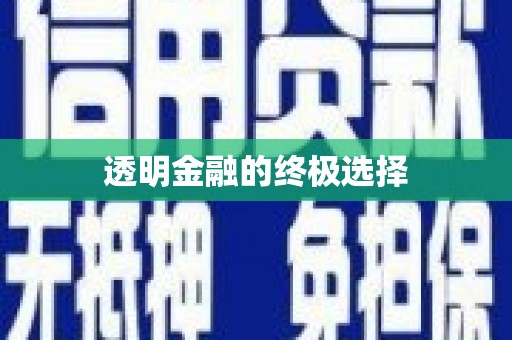 留坝透明金融的终极选择